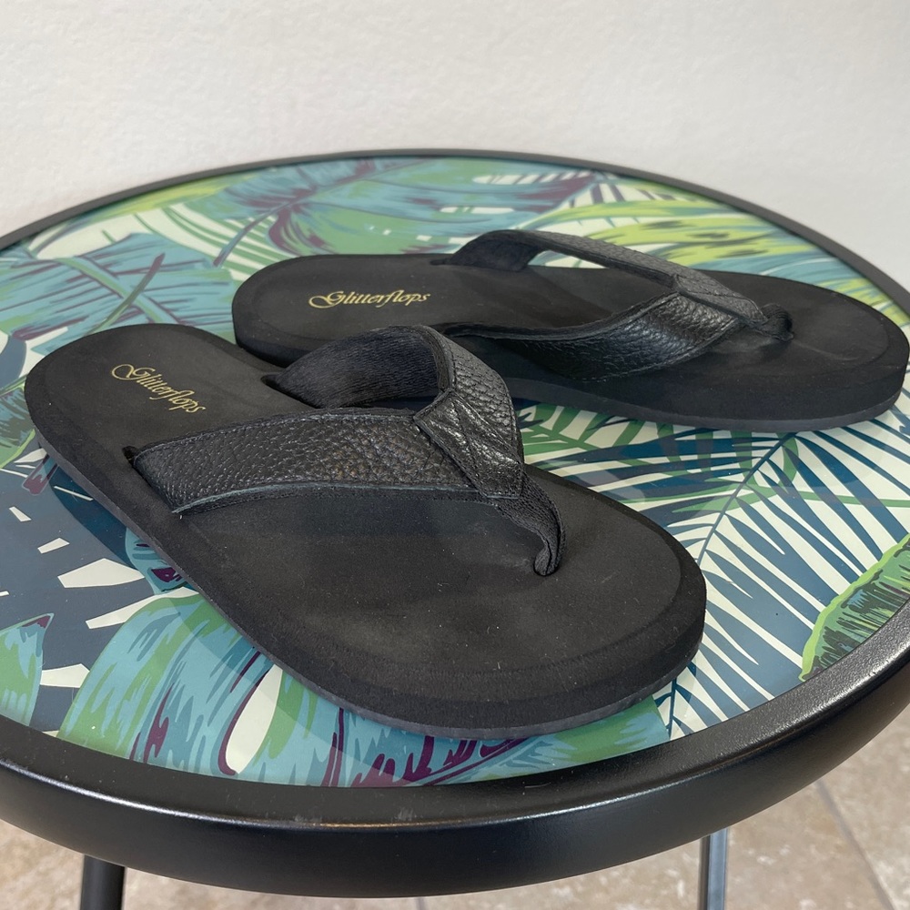 Glitterflops size 8 basic black orthopedic flip flop